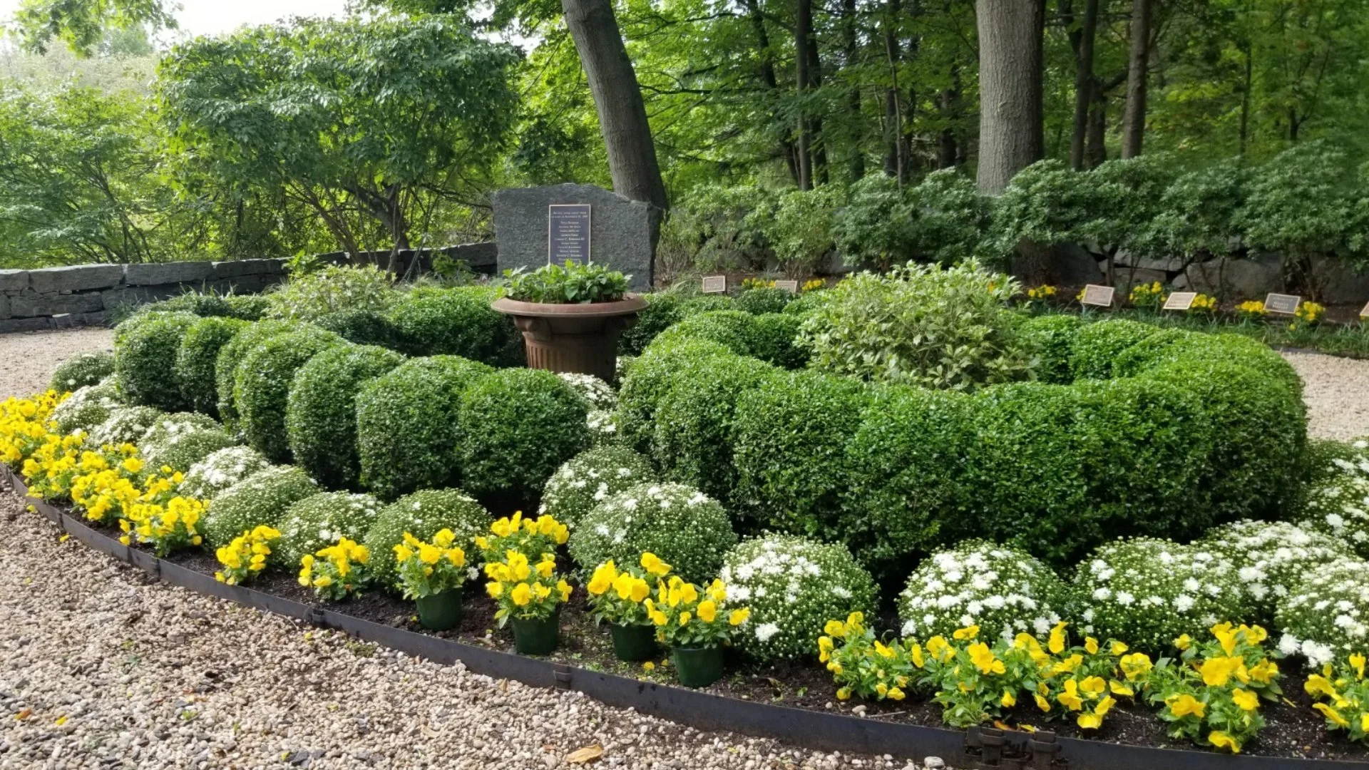 Trimmed landscape beds with fresh mulch