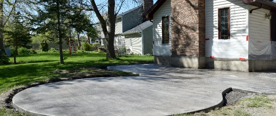 Concrete patio in backyard in White Plains, NY.