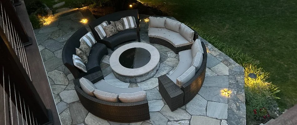 Patio area with furniture in a circle in White Plains, NY.